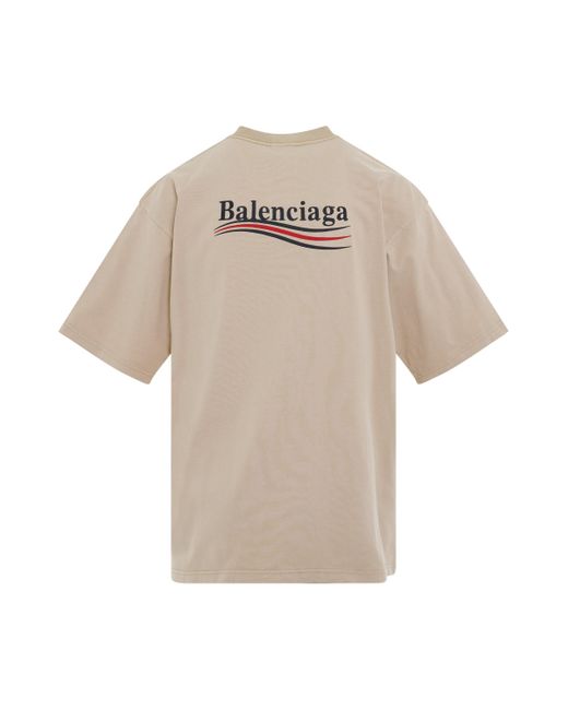 Balenciaga Natural 'Political Campaign Oversized T-Shirt, Short Sleeves, Light/, 100% Cotton, Size: Small for men