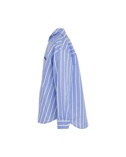 Jacquemus Blue Cuadro Asymmetric Shirt, Long Sleeves, Stripe for men