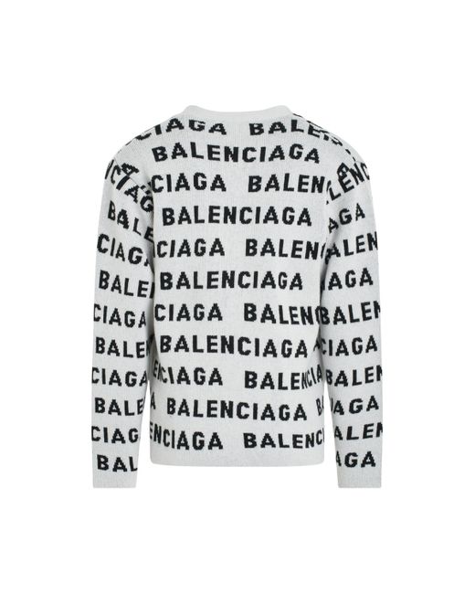 Balenciaga Black All-Over Logo Knit Cardigan, Long Sleeves