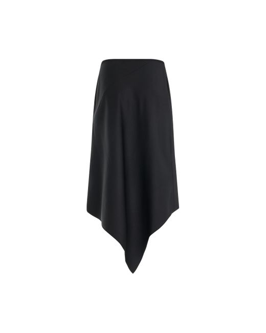 Helmut Lang Black Scarf Hem Skirt, , 100% Virgin Wool