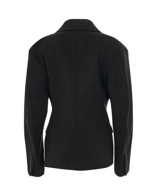 Off-White c/o Virgil Abloh Black Wool Blend Round Jacket, Long Sleeves, 100% Cotton