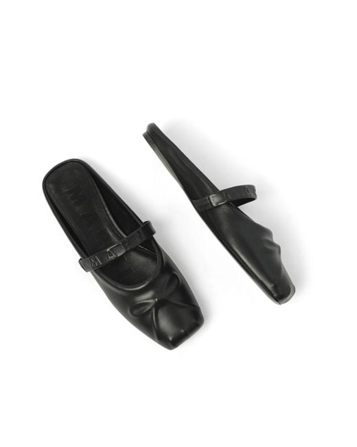 Marni Black Little Bow Sabot Sandals, 100% Calf Leather