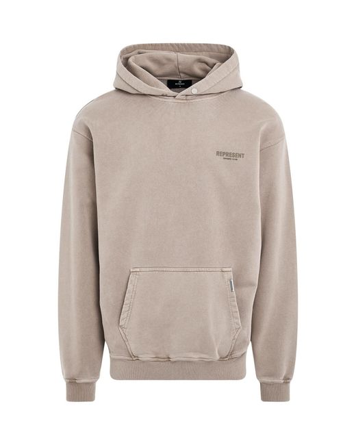 Represent Gray Owners Club Hoodie, Long Sleeves, 100% Cotton, Size: Medium for men