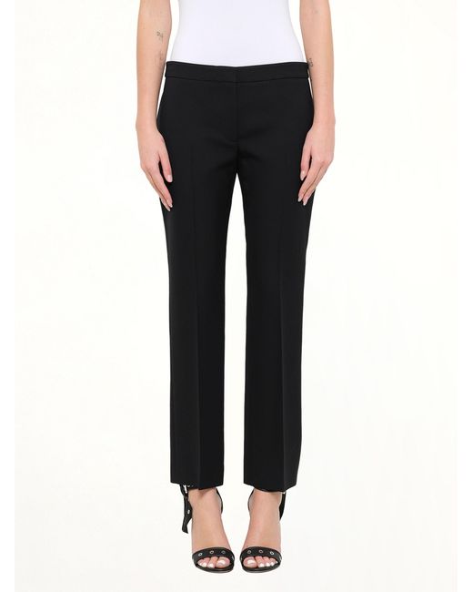 McQueen Black Wool Silk Pants