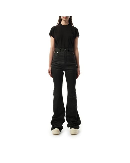 Rick Owens Black Bolan Bootcut Denim Pants, Wax, 100% Cotton