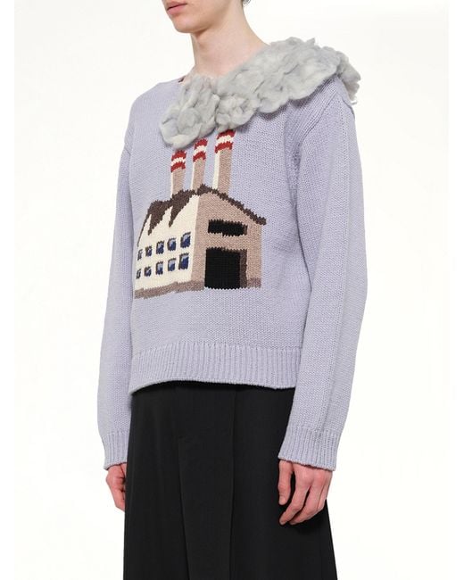 Doublet Gray Smoking Factory Intarsia Knit Pullover for men