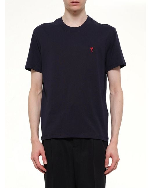 AMI Black Ami De Coeur T-Shirt for men