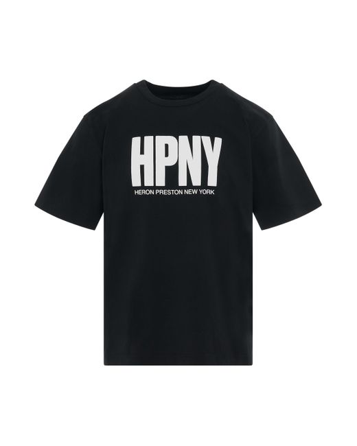 Heron Preston Black Hpny Print Regular Fit Short Sleeve T-Shirt, /, 100% Cotton, Size: Medium for men