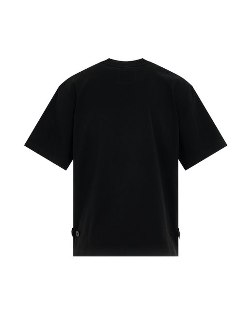 Sacai Black Side Zip Cotton Jersey T-Shirt, Short Sleeves, , 100% Cotton for men