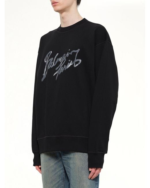 Balmain Black Big Paris Brush Sweatshirt Reg for men
