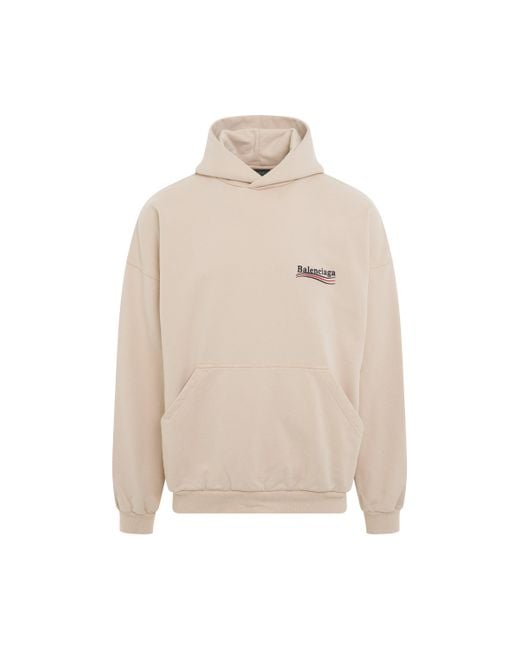 Balenciaga Natural Political Campaign Oversized Hoodie, Long Sleeves, Light, 100% Cotton for men