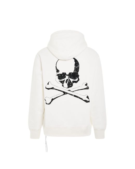 Mastermind Japan White Rubbed Logo Hoodie, Long Sleeves, , 100% Cotton for men