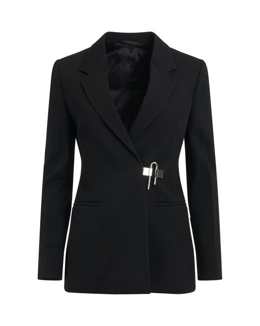 Givenchy Black Starchy Wool Tricotine Jacket
