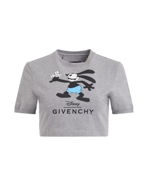 Givenchy Gray Disney Oswald Flowers T-Shirt, Round Neck, Short Sleeves, Light Melange, 100% Cotton