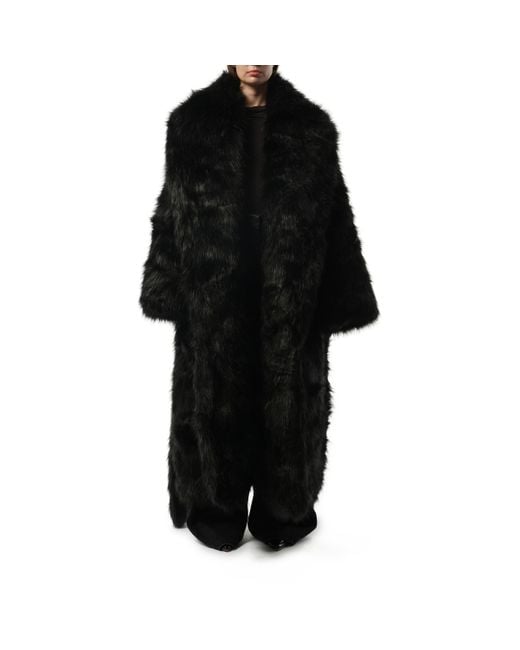 Entire studios Black Vast Fur Coat, Long Sleeves