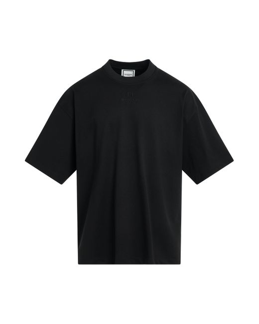 Wooyoungmi Black Square Embroidered Logo T-Shirt, , 100% Cotton for men