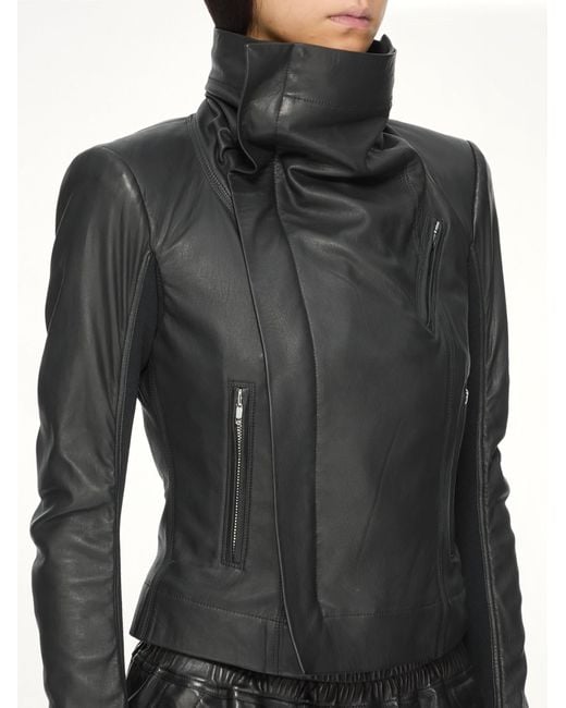 Rick Owens Black Lamb Leather Classic Biker