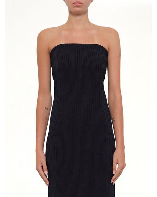 Givenchy Black Viscose Rib Long Dress
