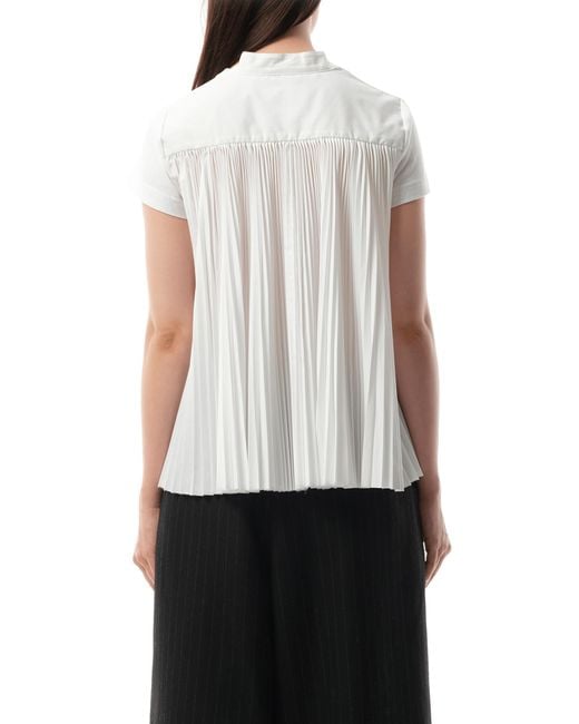 Sacai White X Cotton Poplin X Jersey T-Shirt, Short Sleeves, 100% Cotton