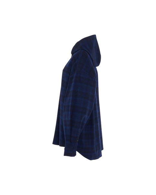 Balenciaga Blue Hooded Shirt, Long Sleeves, /, 100% Cotton