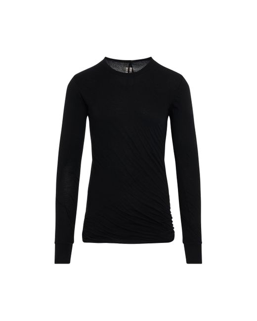 Rick Owens Black Double Long Sleeve T-Shirt, Round Neck, , 100% Cotton, Size: Large for men