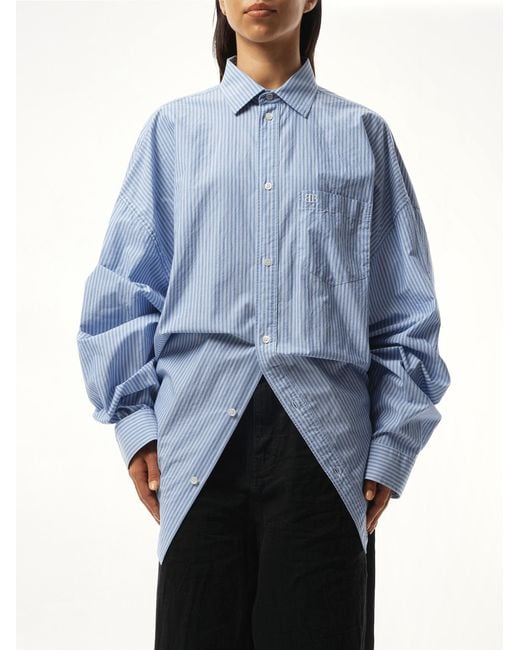 Balenciaga Blue Long Sleeve Knotted Shirt, 100% Cotton