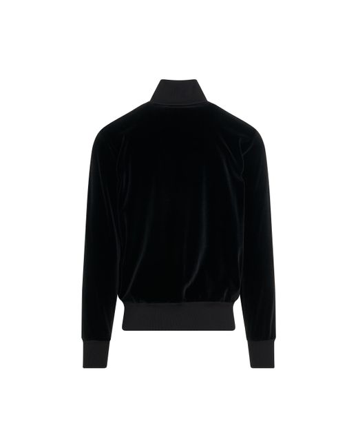 Palm Angels Black 'Logo Printed Velvet Track Jacket, Long Sleeves, , 100% Cotton, Size: Small for men