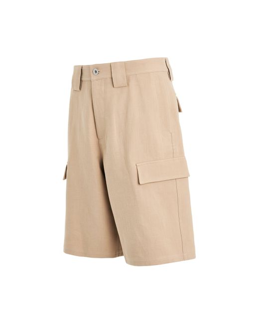 Off-White c/o Virgil Abloh Natural Off- 'Linen Cargo Shorts, , 100% Cotton, Size: Small for men