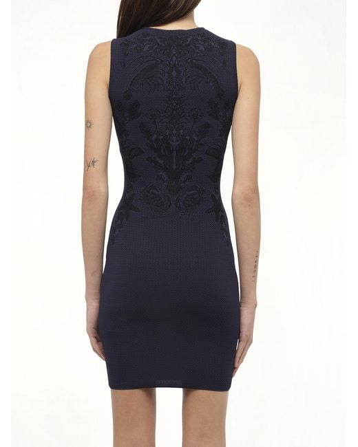 Alexander McQueen Blue Nk Pncl Mini Dress