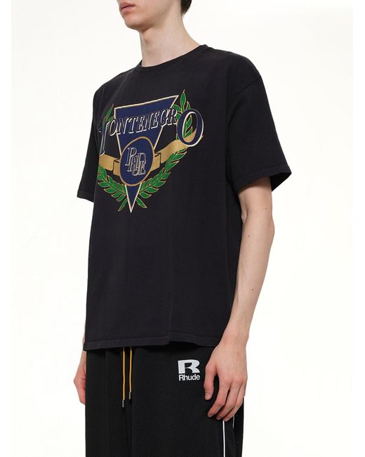 Rhude Black Montenegro Regatta T-Shirt for men