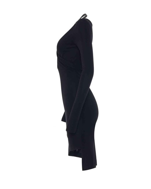Off-White c/o Virgil Abloh Black Fluid Jersey Twisted Long Sleeve Dress