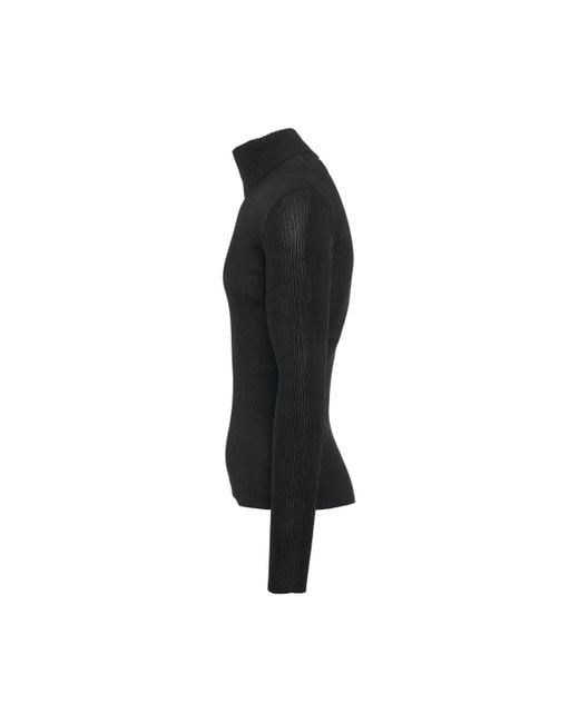 Off-White c/o Virgil Abloh Black Off- Helvetica Fine Knit Rib Turtleneck, Long Sleeves, , 100% Polyester, Size: Medium for men