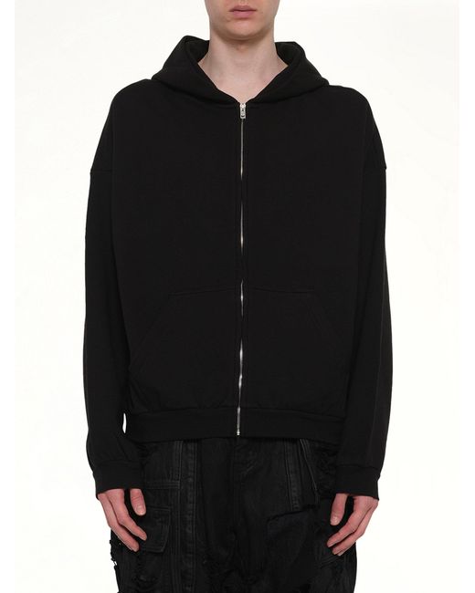 we11done Black Logo Zip-Up Hoodie for men