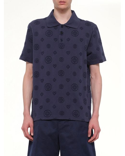 Casablanca Blue Applique Monogram Polo for men