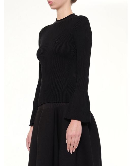 CFCL Black Soft Portrait Long Bell Sleeve Top