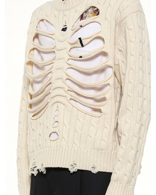 Doublet Natural Rib Cage Cable Knit Pullover for men