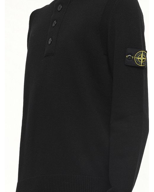 Stone Island Black 5100040 Lambswool Half-Zip Sweater for men