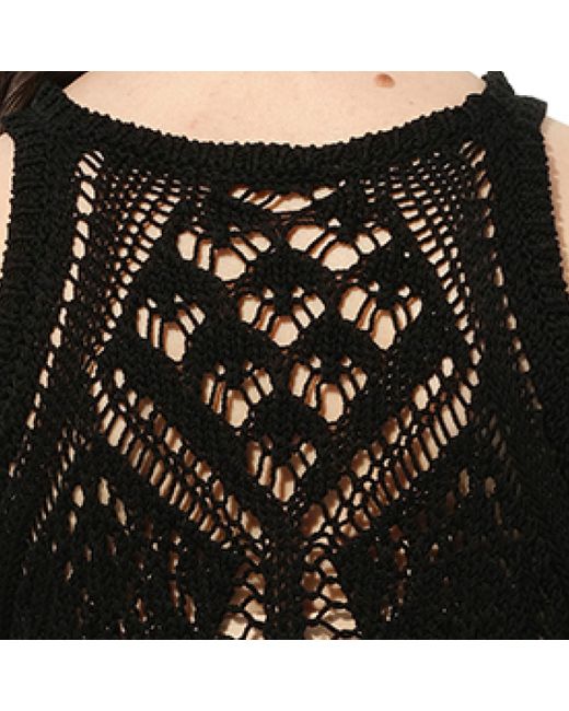 Balmain Black Long Crochet Knit Dress