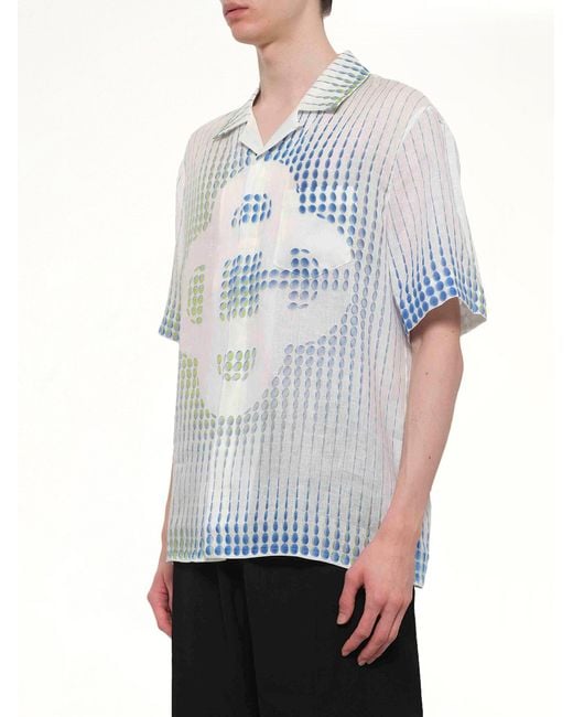 Casablanca White Pills Cuban Collar Ss Shirt for men