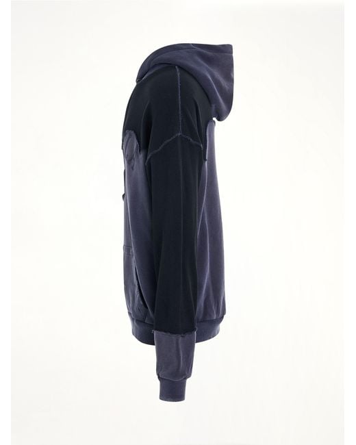 Maison Margiela Blue Desconstruction Hoodie, Long Sleeves, 100% Cotton, Size: Medium for men