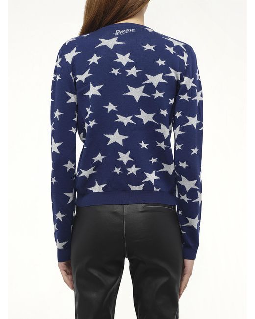 Loewe Blue Lurex Stars Cardigan, Size: Small