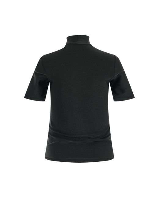 Coperni Black High Neck Fitted Top, Short Sleeves