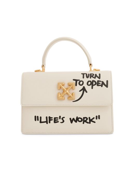 Off-White c/o Virgil Abloh White Off- Of- Jitney 1.4 Top Handle Quote Bag, /, 100% Leather