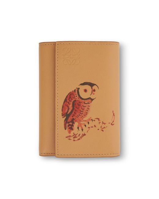 Loewe Brown Owl Small Vertical Wallet, , 100% Leather