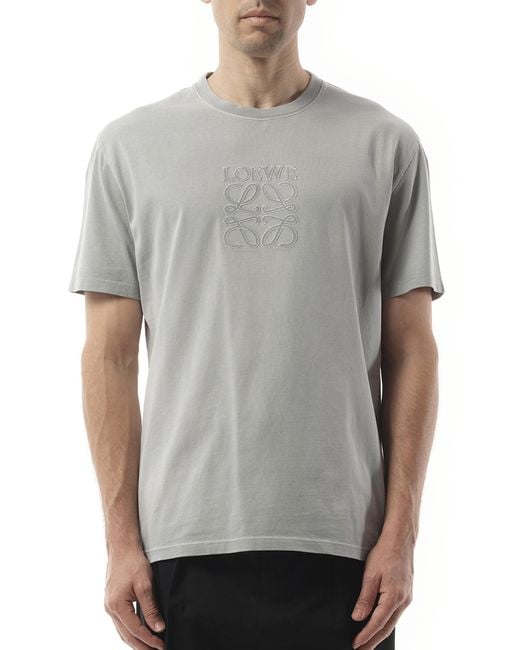 Loewe Gray Faded Anagram T-Shirt, Short Sleeves, 100% Cotton, Size: Small for men