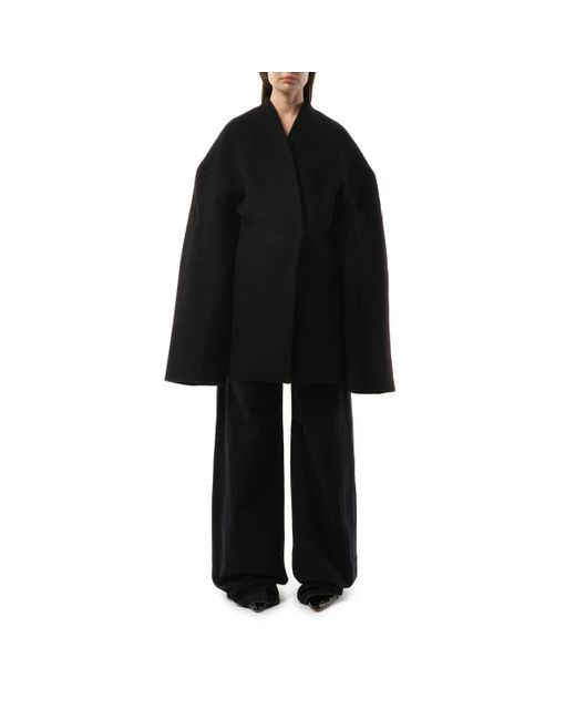 Entire studios Black Mini Cloak Jacket, , 100% Wool