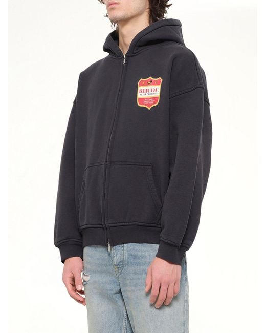 Rhude Blue Filtaro Crest Zip-Up Hoodie for men