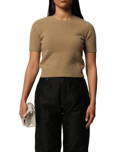 Maison Margiela Black Lambswool Short Sleeve Sweater, 100% Wool, Size: Medium