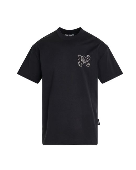 Palm Angels Black 'Monogram Stud Classic T-Shirt, Short Sleeves, , 100% Cotton, Size: Small for men