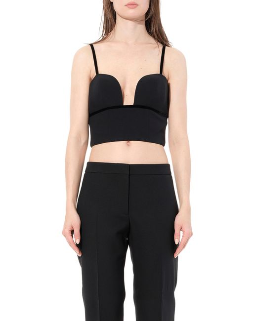 McQueen Black Leaf Crepe Top